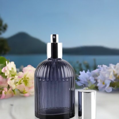 Glass Bottle & Atomiser 250ml Ribbed - The Fragrance Room